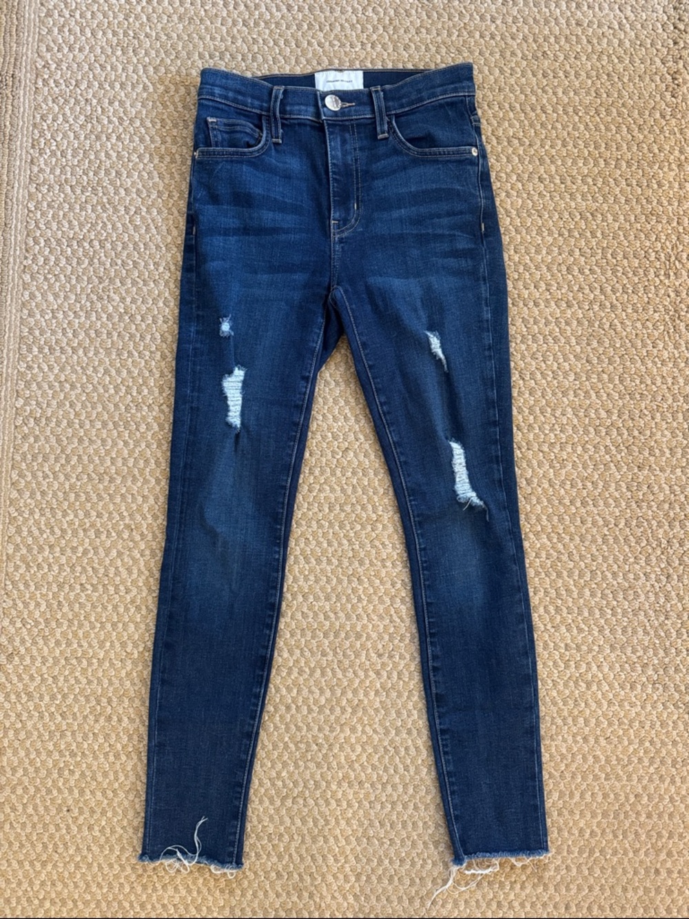 Current/Elliott Dark Blue Distressed Skinny Jeans